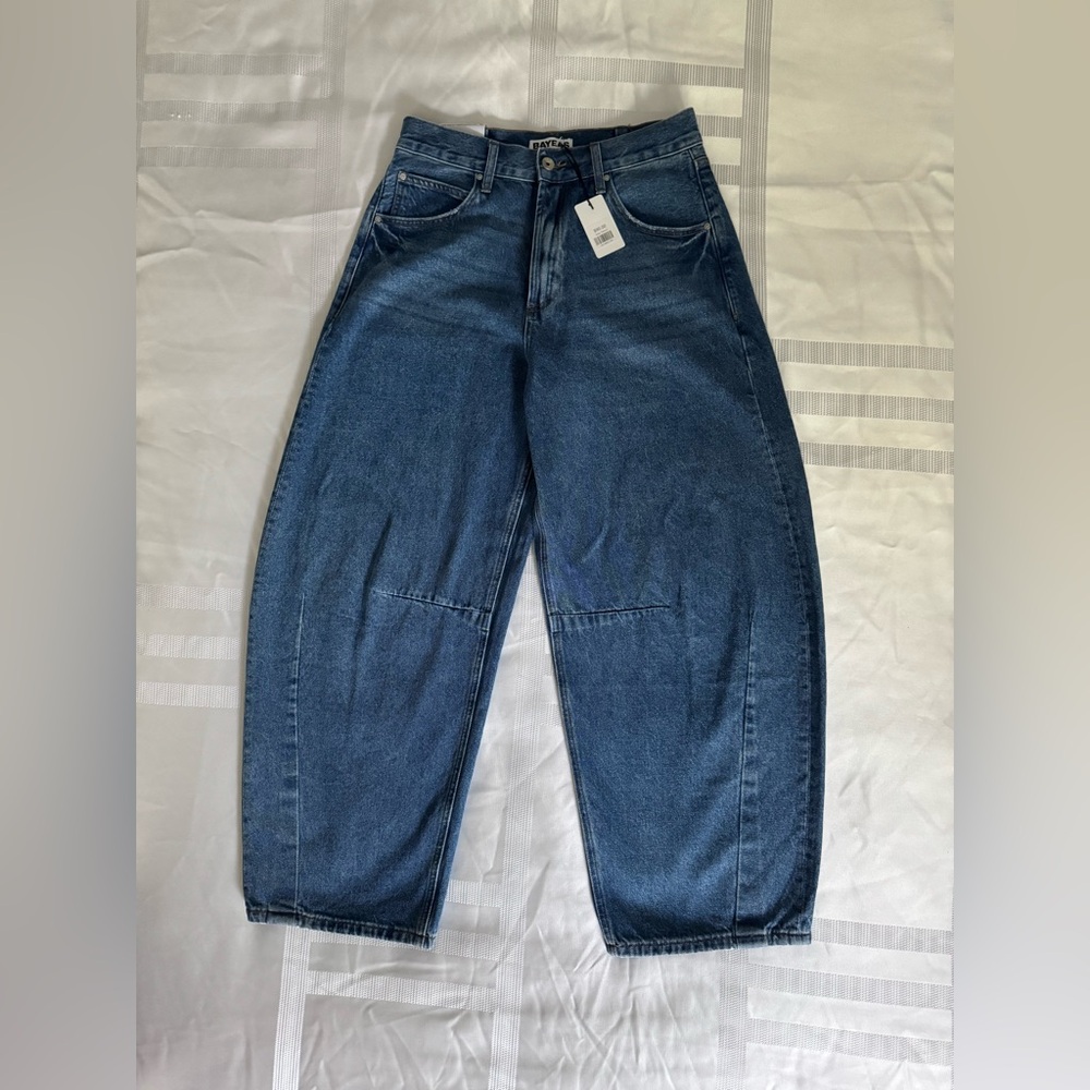 Wide-Leg Dark Blue Women's Jeans